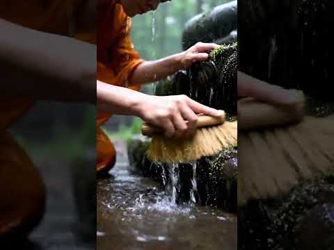 ASMR Monk Cleansing Buddha Statue in the Rain – Sacred Calm