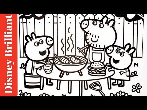 Peppa Pig's Fun Barbeque Time With George and Daddy Pig l Rainbow Coloring l Disney Brilliant