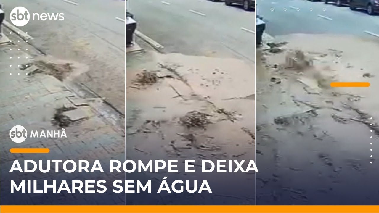 Câmera flagra adutora rompendo asfalto e inundando rua em Osasco (SP) | #SBTManhã