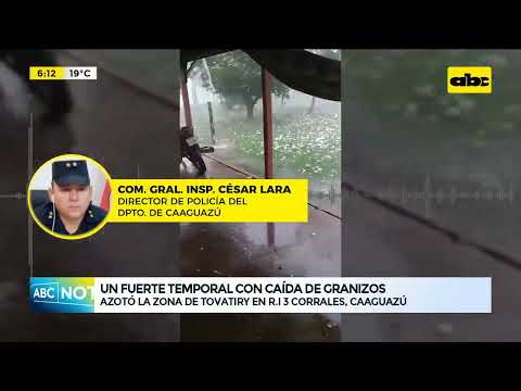 Caaguazú: Fuerte temporal con caída de granizos