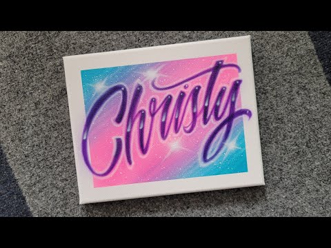 Quick little airbrush name design on 8x10 canvas.