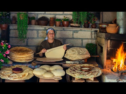 Baking Four Types of Traditional Village Breads in a Rustic Oven
