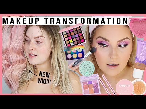 FULL FACE OF PASTEL MAKEUP ? & my new luxury wig! OMG