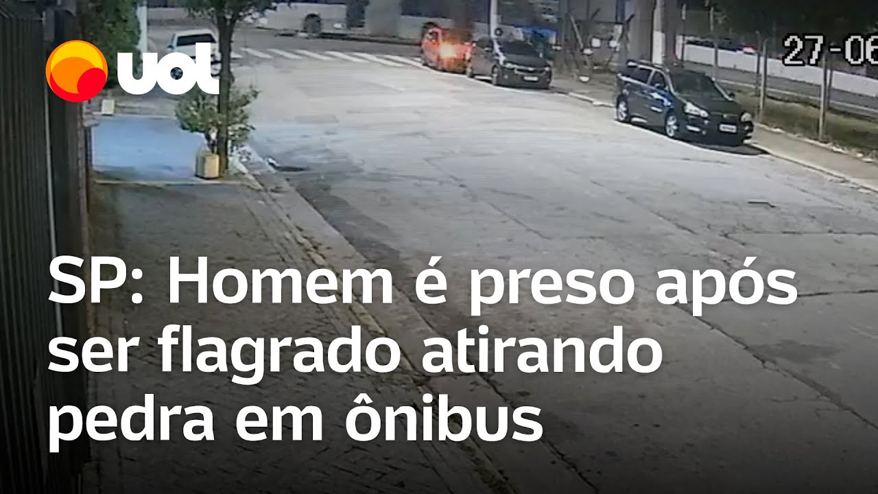 Homem é preso após ser flagrado atirando pedra em ônibus de São Paulo; veja vídeo