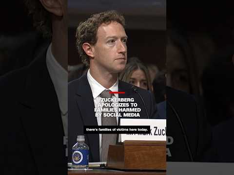 Meta CEO Mark Zuckerberg stands and apologizes to families harmed by social media
