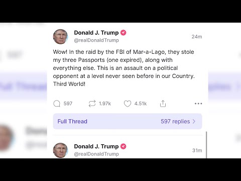 Trump acusa al FBI de robar sus pasaportes durante la redada en su mansión
