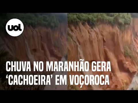 Chuva em Buriticupu (MA) provoca 'cachoeira' em voçoroca; veja vídeo