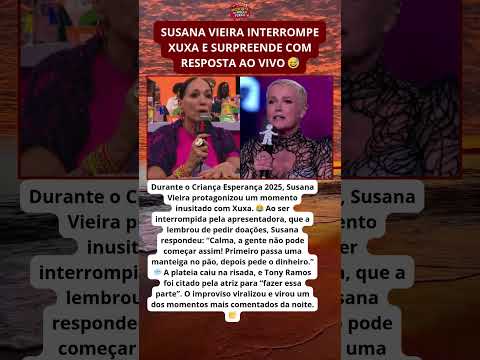Susana Vieira rebate Xuxa ao vivo e causa climão no palco 😳