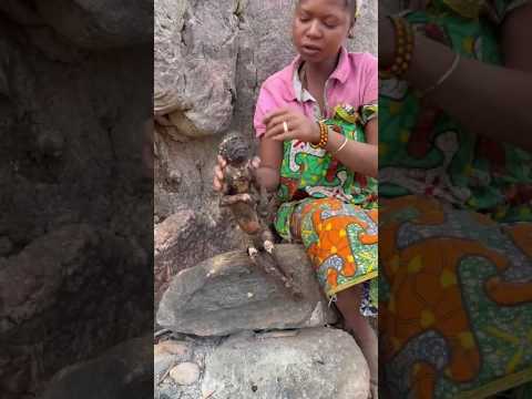 A WOMEN FROM HADZABE TRIBE PREPARING A FOOD FOR HER FAMILY. #hibret #dawadawa #viral #shorts