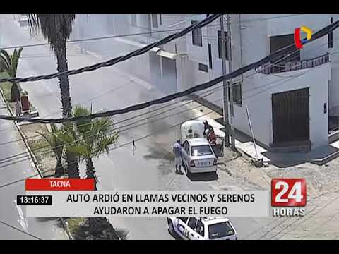 Tacna: cámara capta preciso momento en que auto se incendia