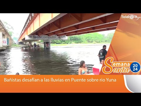 Bañistas desafían a las lluvias en Puente sobre rio Yuna #TelenordSS2024
