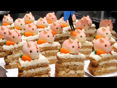 당근찾던 토끼가 케이크가 되버렸다?! 토끼가 올라간 당근케이크 만드는 과정 / Carrot cake with rabbit - Korean street food