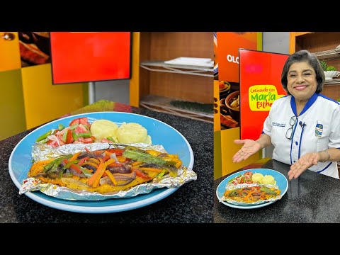 Filete de pescado envuelto con ensalada de tomate y puré de papa || COCINANDO CON MARÍA ESTHER
