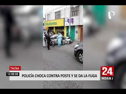 Tacna: policía abandona a su acompañante tras chocar contra un poste