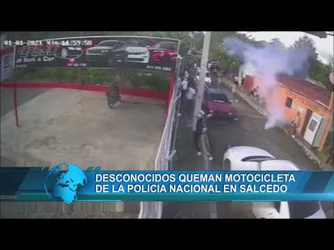Desconocidos queman motocicleta de la Policía en Salcedo