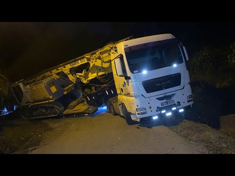 Charuma Biche Roadway Blocked By Truck And Crane