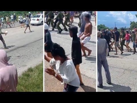 CUBANOS se enfrentan a la POLICÍA castrista y EXIGEN que se les permita SALIR del país en balsas