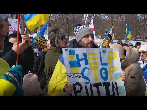 Protestors rally in Boston in support of Ukraine