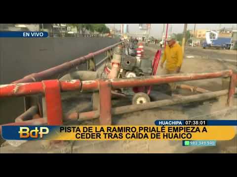 Huachipa: autopista Ramiro Prialé empieza a ceder tras caída de huaico