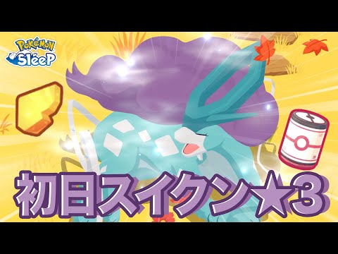 【ポケモンスリープ】スイクンinワカクサEXでゆめのかけらと落とし物うめぇ〜