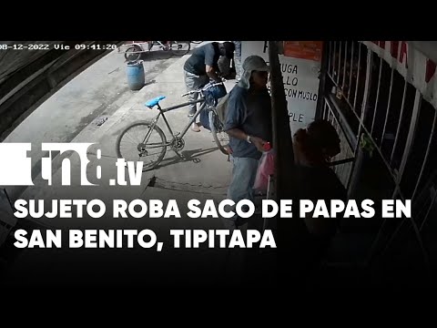 ¡Sin pena! Sujeto se roba saco de papas en San Benito, Tipitapa - Nicaragua