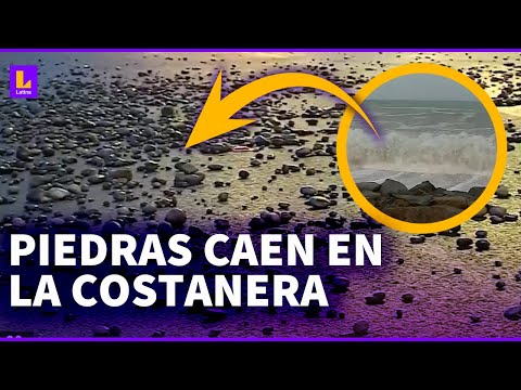 Piedras caen en la avenida Costanera por fuerza de las olas: Cerca de 80 puertos están cerrados