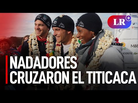 Hazaña en Puno: tres nadadores franceses cruzaron el lago Titicaca de Bolivia hasta Perú