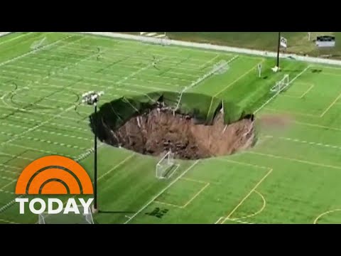Watch: Massive sinkhole swallows soccer field in Illinois