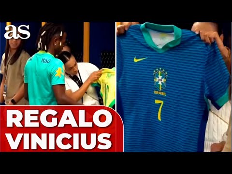 VINICIUS regala su camiseta a una LEYENDA BRASILEÑA y esta es su REACCIÓN