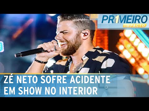 Cantor Zé Neto despenca de palco durante apresentação em SP | Primeiro Impacto (11/03/24)