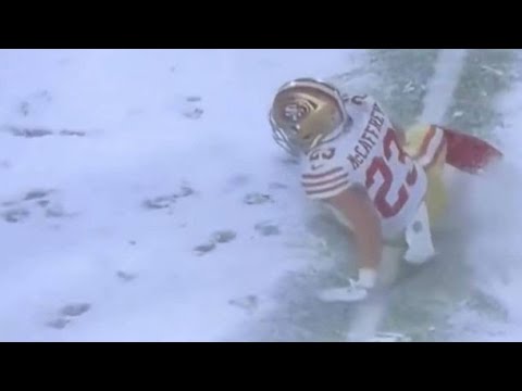 Christian McCaffrey non-contact injury today // Christian McCaffrey Collapses In Snow // McCaffrey