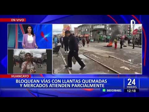 Protestas en Huancayo: manifestantes queman llantas y bloquean la avenida Ferrocarril