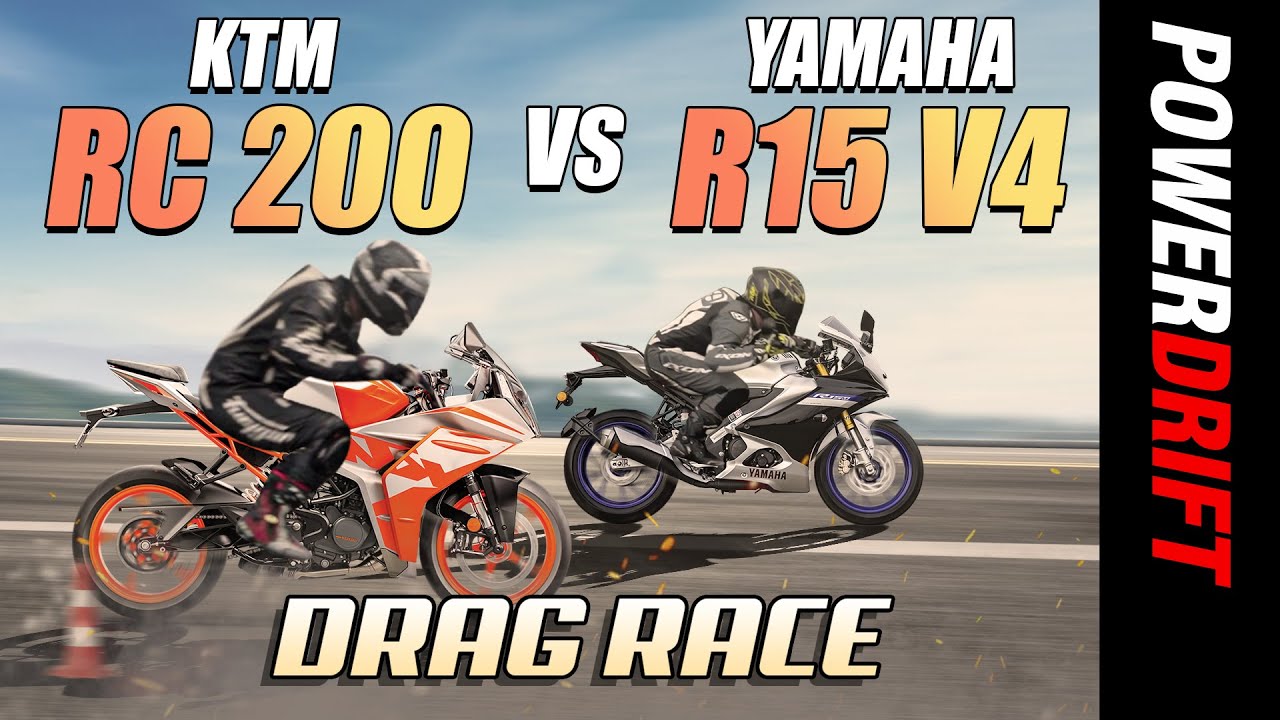 KTM RC 200 VS Yamaha R15 V4 | Drag Race | PowerDrift X Acko Insurance