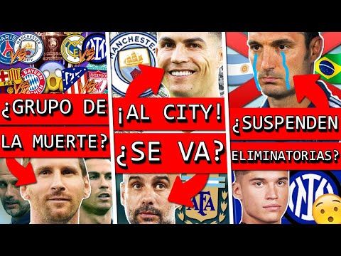 Así fue SORTEO de CHAMPIONS ¿MESSI vs CR7+ GUARDIOLA dirige ¿ARGENTINA+ ¿Suspenden ELIMINATORIAS