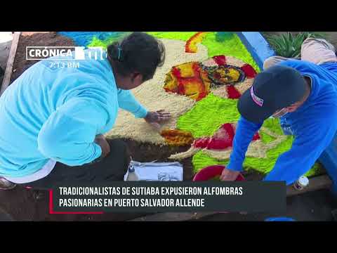 Tradicional alfombras pasionarias en puerto turístico de Managua - Nicaragua