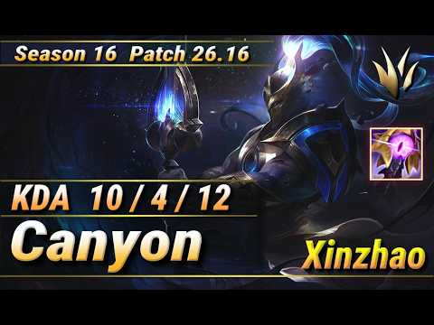 【KRサーバー/C1】Gen.G Canyon シンジャオ(Xinzhao) VS リーシン(Leesin) JG - Patch26.16 KR Ranked【LoL】