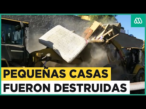 Desalojan toma en vía férrea de Maipú: Pequeñas casas fueron destruidas