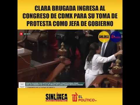 Entre gritos, #ClaraBrugada ingresó al #Congreso de #CDMX para rendir protesta