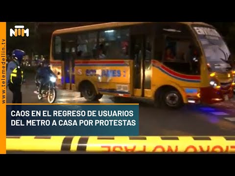 Caos en el regreso de usuarios del Metro a casa por protestas de estudiantes - Telemedellín