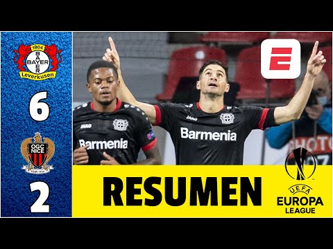 Bayer Leverkusen 6-2 Nice GOL de Lucas Alario, ASISTENCIA de Exequiel Palacios | Europa League