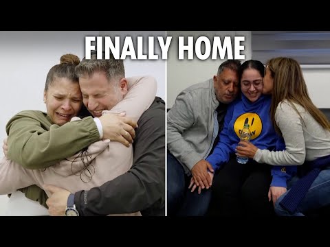 Tear-jerking moment freed Israeli hostages reunite with parents after 477 days in Hamas captivity