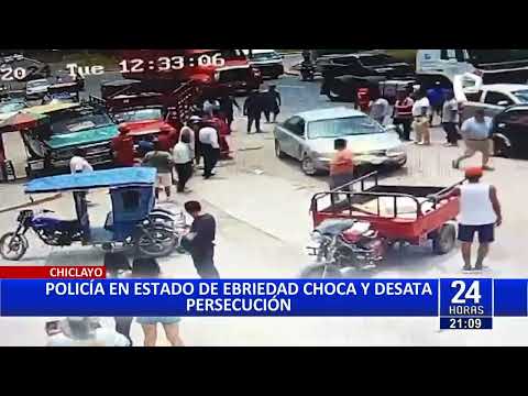 Chiclayo: policía provoca accidente e intenta darse a la fuga