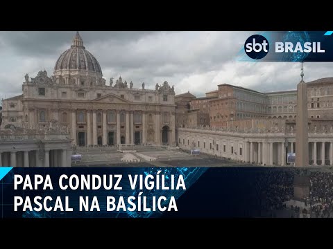 Sábado de Aleluia: Papa Francisco comanda celebração do Círio Pascal |  SBT Brasil (30/03/24)