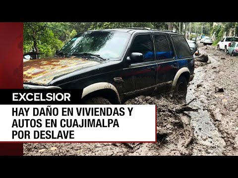 Deslizamiento de tierra por lluvias en Cuajimalpa deja daños en casas y autos