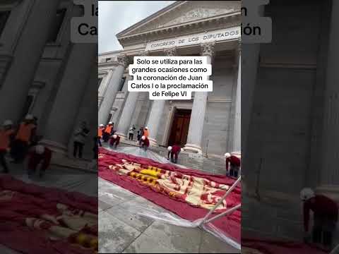 El Congreso engalana su fachada con el baldaquino para el juramento de la Princesa Leonor