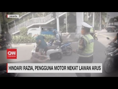 Hindari Razia, Pengguna Motor Nekat Lawan Arus