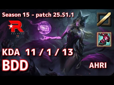 【KRサーバー/D2】KT Bdd アーリ(Ahri) VS ゼリ(Zeri) MID - Patch25.S1.1 KR Ranked【LoL】