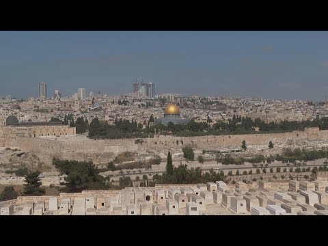 Jerusalem skyline and Al Aqsa complex during Friday prayers amid increasing regional tensions