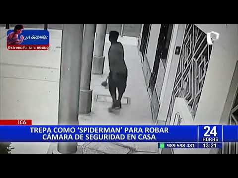 Al estilo de Spiderman: Ladrón trepa pared para robar cámara de seguridad