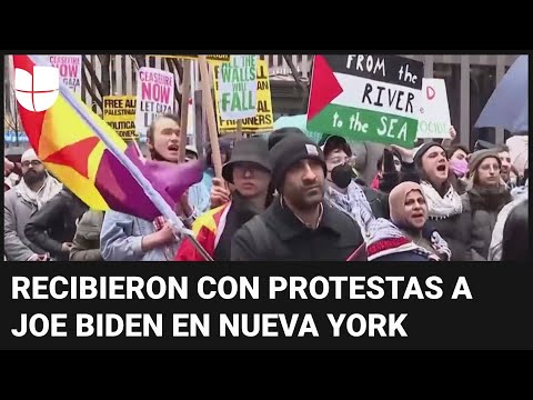 Cientos de manifestantes propalestina recibieron a Biden, Obama y Clinton en Nueva York